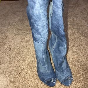NEW Denim Over the knee boots